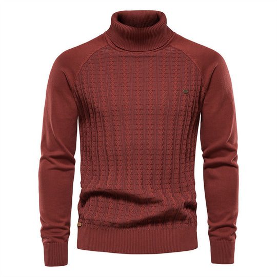 Herren Strickpullover mit modischem Stehkragen und strukturiertem Design EB