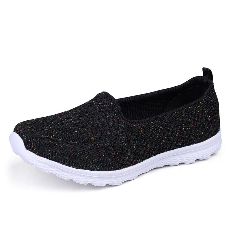 Damen nan leichter gestrickter Schlupfsneaker mit Glitzerfäden, elastischem Einstieg und flexibler Leichtsohle EB