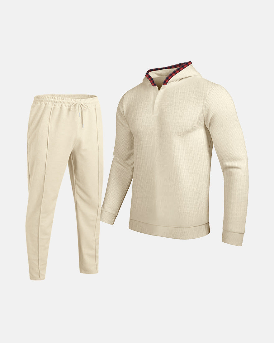 Herren Sportlicher Hoodie mit Karodetails und passtgenauen Jogginghose EB