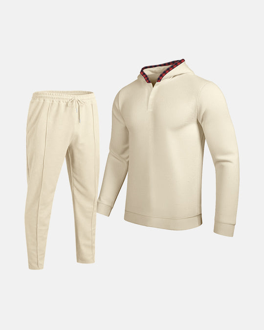 Herren Sportlicher Hoodie mit Karodetails und passtgenauen Jogginghose EB