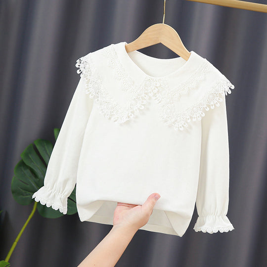 Damen Sweatshirt mit hohem Spitzenkragen EB