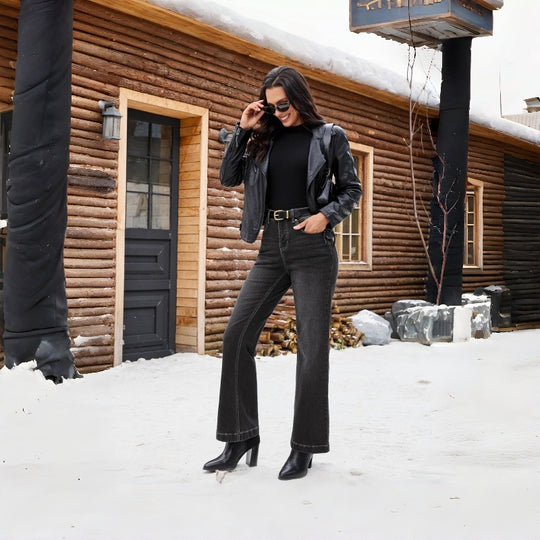 Damen High-Waist Jeans mit weitem Bein und schmaler Passform EB