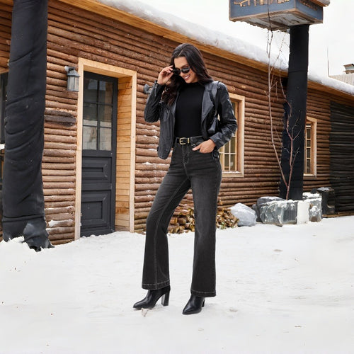Damen High-Waist Jeans mit weitem Bein und schmaler Passform EB