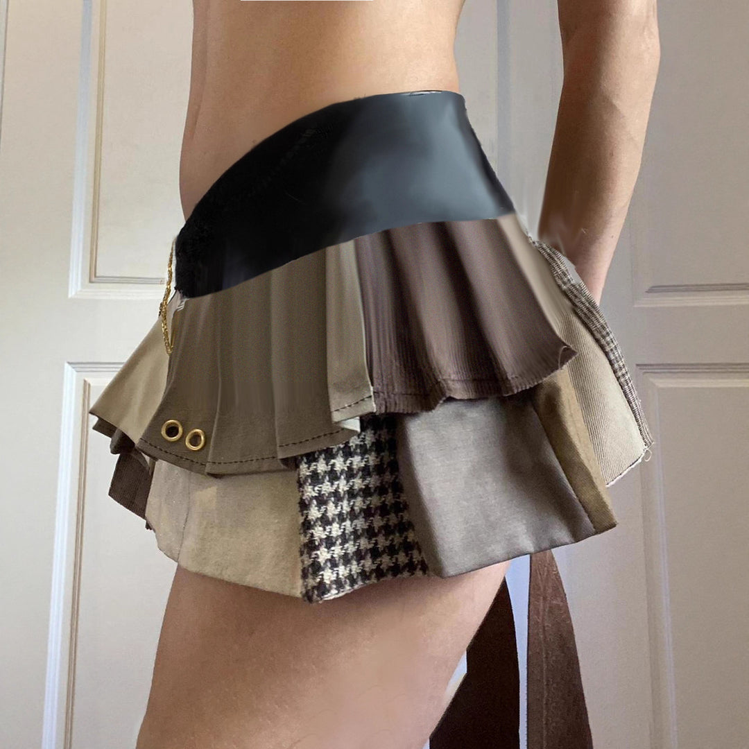Damen modischer Minirock mit verschiedenartigen Stofflagen und Rüschen EB