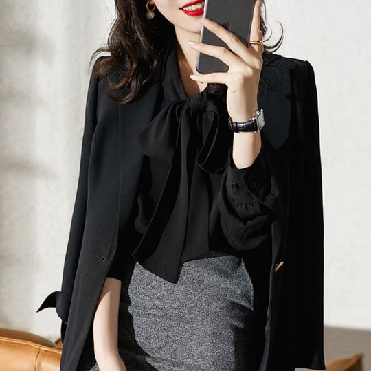 Damen Elegante Schleifenbluse EB