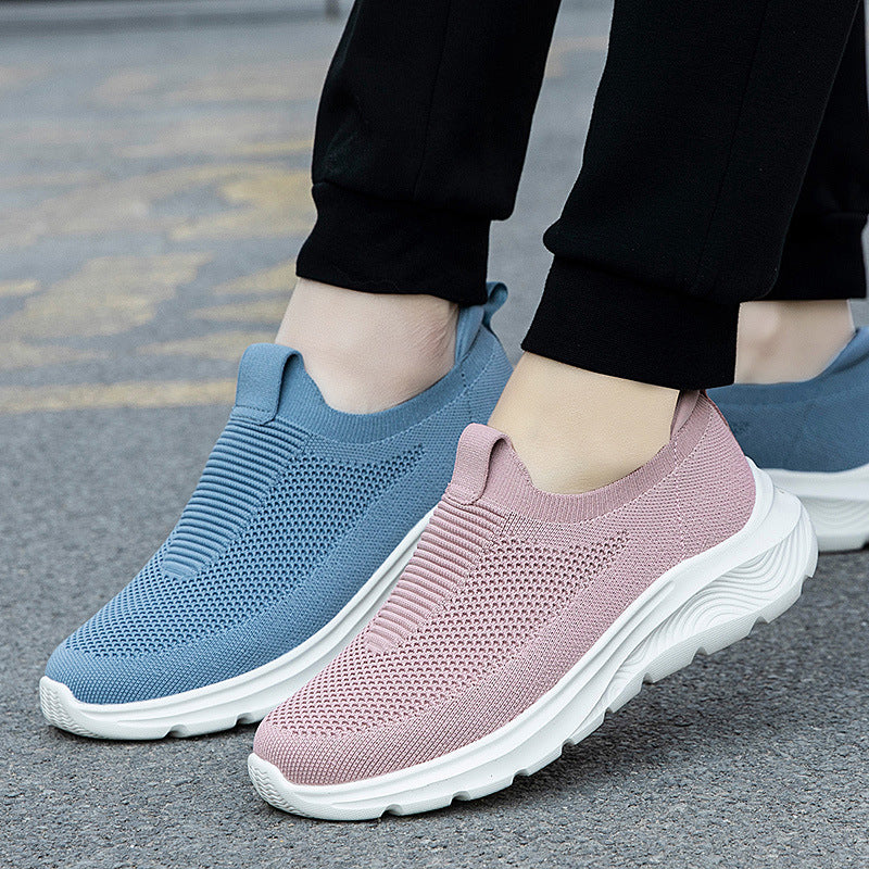 Damen Atmungsaktive Slip-On Sneakers mit flexiblem Strickdesign EB