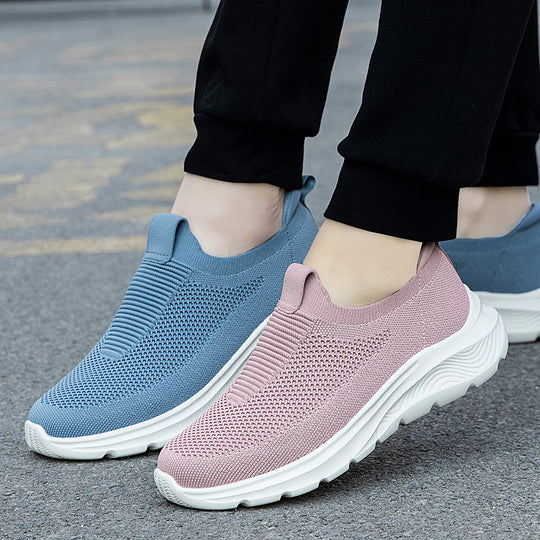 Damen Atmungsaktive Slip-On Sneakers mit flexiblem Strickdesign EB