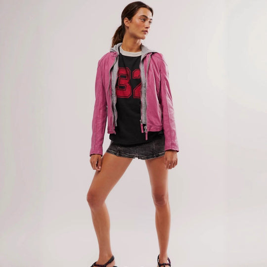 Damen stylische jacke mit abnehmbarer Kapuze EB