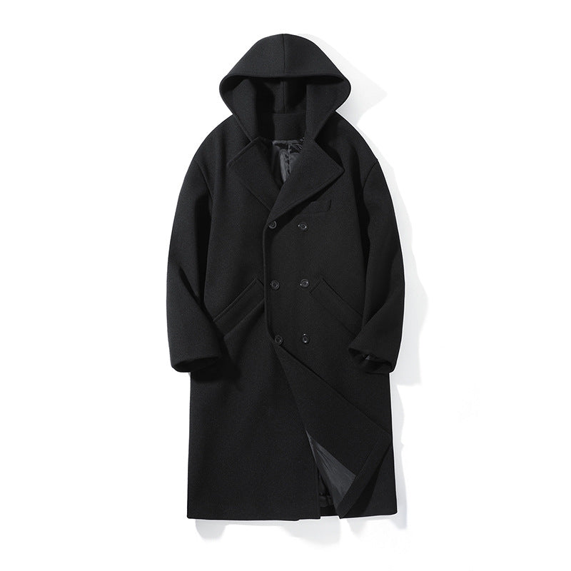 Herren nan Oversize-Cabanmantel mit Kapuze, doppelreihiger Knopfleiste und wärmender Steppfutter-Innenseite EB