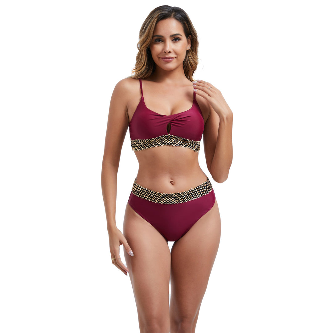 Damen Hochtailliertes Bikini-Set mit modischen Akzentdetails EB