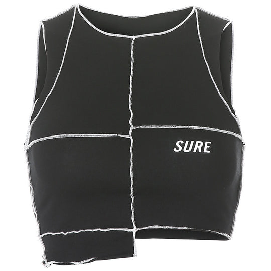 Damen Crop-Top mit kreativem Schnitt und kontrastierenden Nähten EB