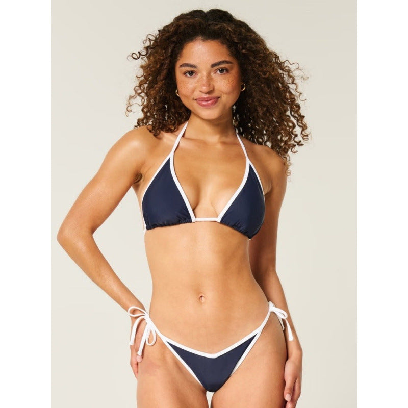 Damen Triangel-Bikini mit verstellbaren Trägern und charmantem Knoten EB