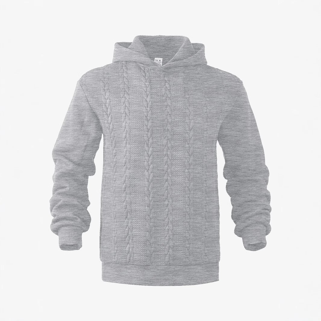 Herren nan Kapuzenpullover im Stricklook mit Zopfmuster und geripptem Saum EB