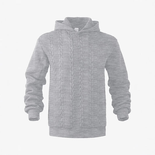 Herren nan Kapuzenpullover im Stricklook mit Zopfmuster und geripptem Saum EB