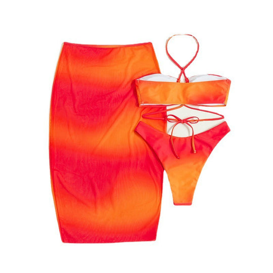 Damen Set mit modischem Bandeau-Oberteil und schulterfreier Maxi-Rock EB