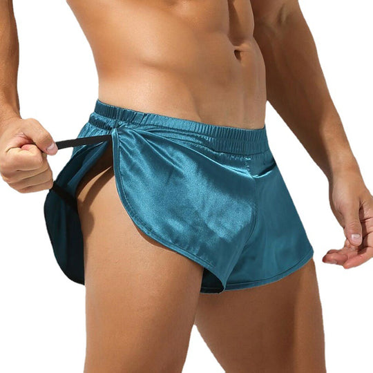 Herren nan kurze Satin-Schlafshorts mit elastischem Bund und seitlichem Schlitz EB