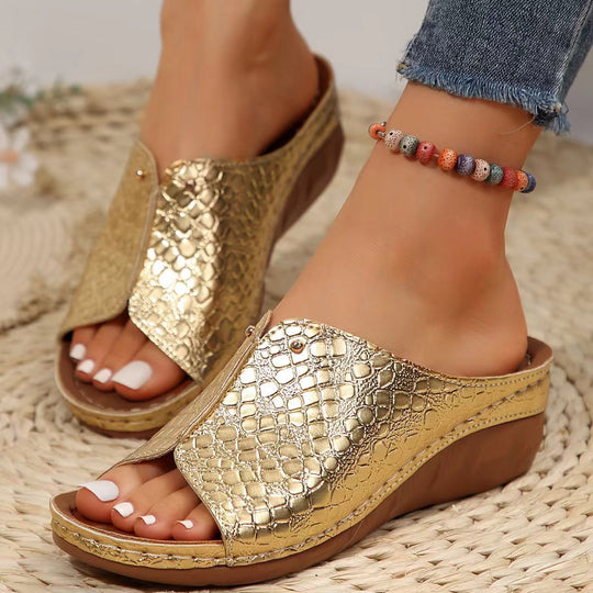 Damen Bequeme Clogs mit modischem Schlangenlederdesign EB