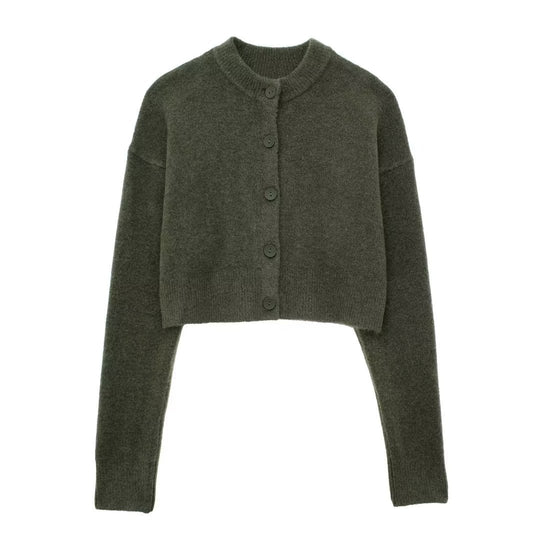 Damen Kurzpullover mit knopfbeschichtetem Design EB