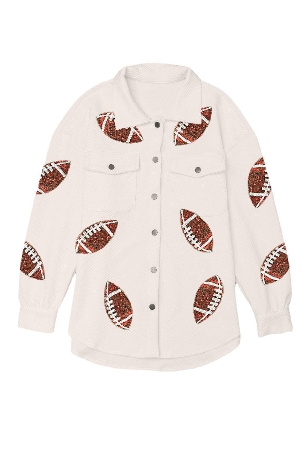 Damen Sportliche Overshirt-Jacke mit strukturierten Football-Applikationen EB
