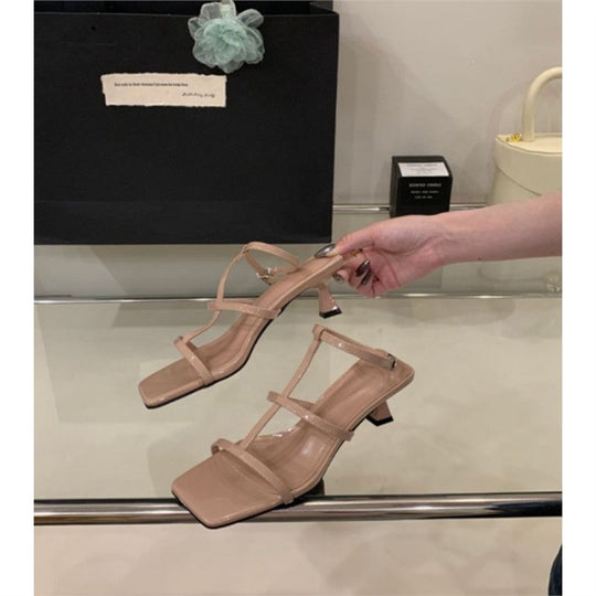 Damen elegante Sandalen mit geometrischem Absatz EB