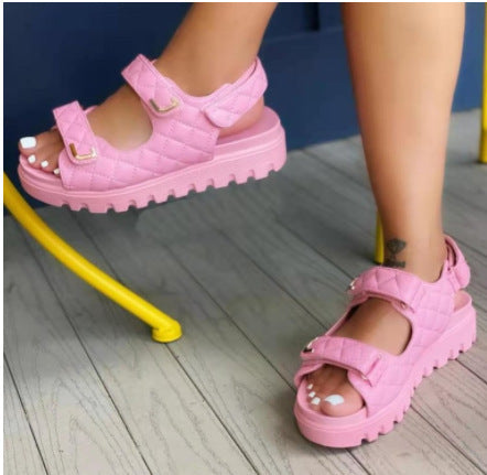 Damen Plateausandalen mit ergonomischem Riemen-Design und rutschfester Sohle EB