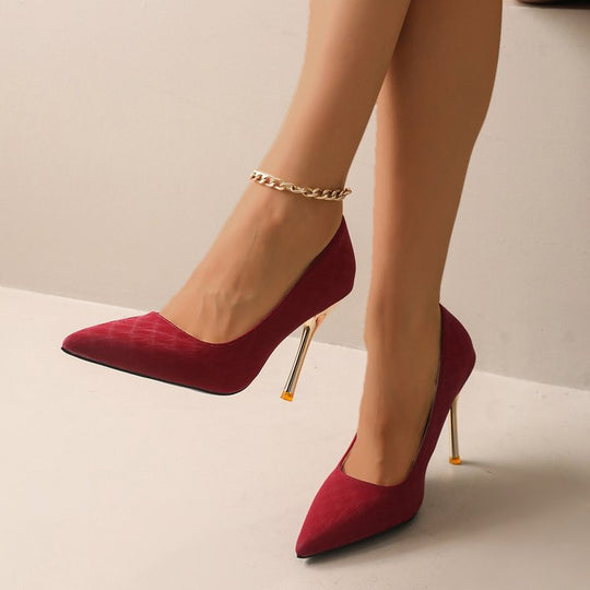 Damen spitze Stiletto-Pumps mit funkelndem Goldabsatz EB