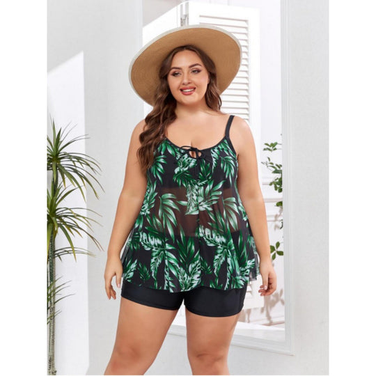 Damen Tankini-Set mit floralem Oberteil und figurbetonendem Unterteil EB