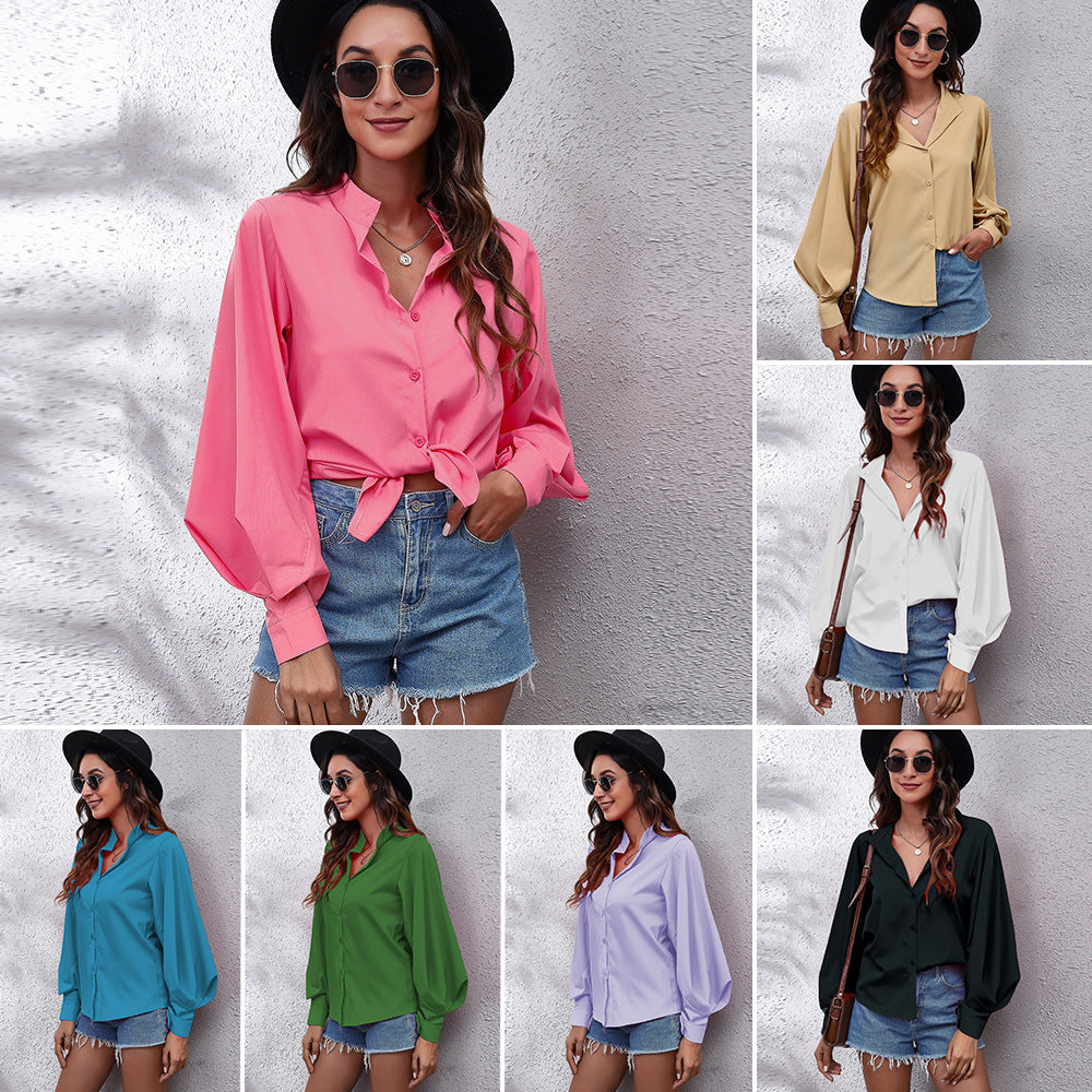 Damen Oversized Longsleeve Bluse mit lässigem Schnitt und voluminösen Ärmeln EB