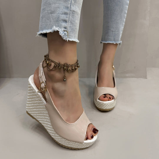Damen Wedge-Sandalen mit modischem Perlen-Detail EB
