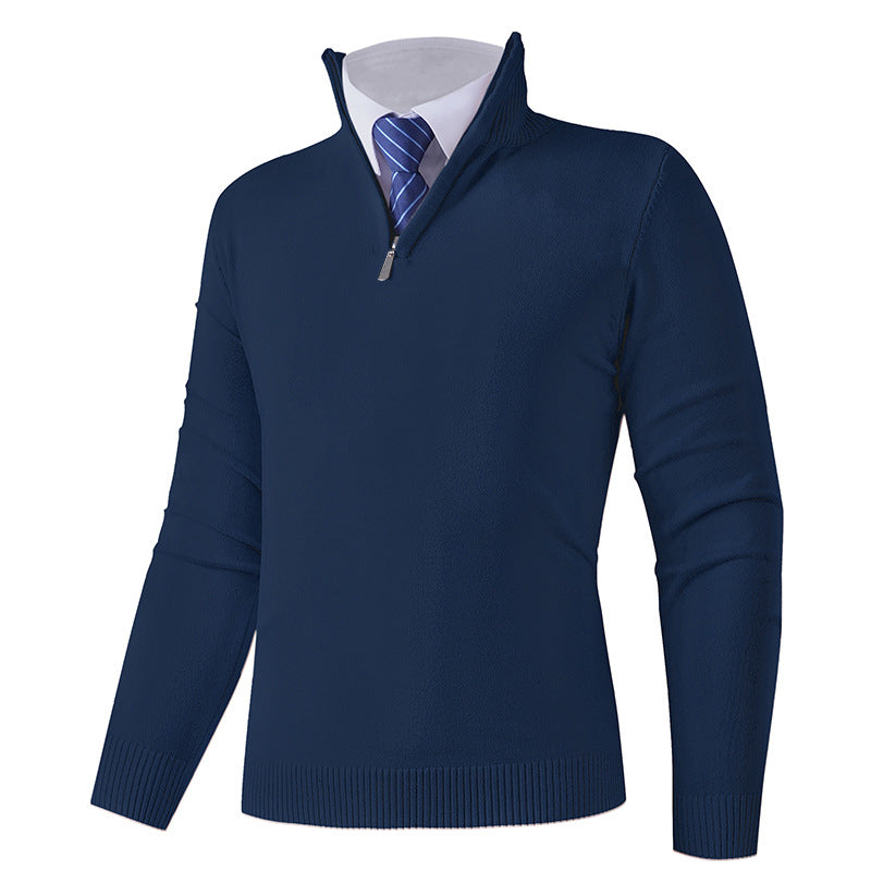 Herren eleganter Stehkragenpullover mit Reißverschluss EB