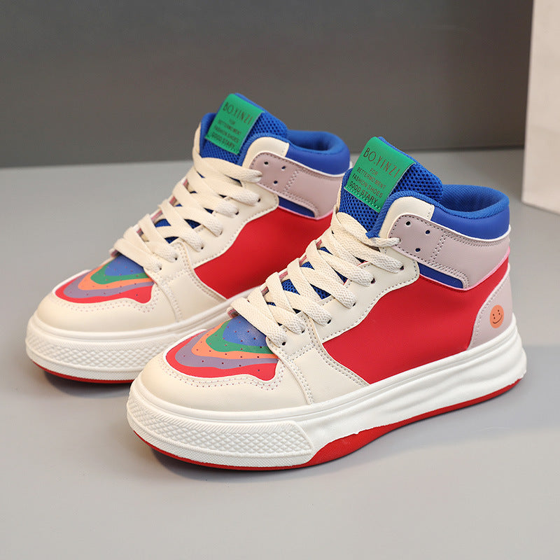 Damen modische High-Top Sneakers mit bunten Akzenten und atmungsaktivem Obermaterial EB