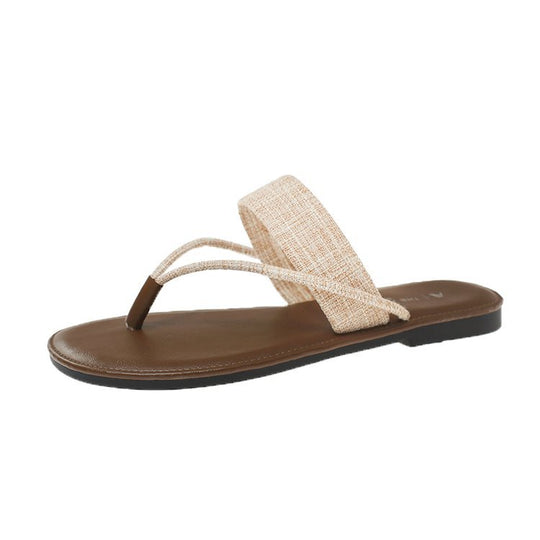 Damen elegante Zehentrenner mit breitem Riemen und komfortablem Fußbett EB