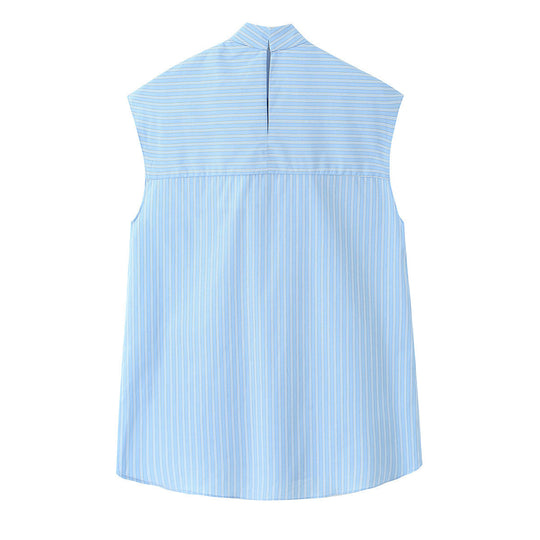 Damen Hemdblusenshirt mit dekorativer Schleife und eleganter Streifenoptik EB
