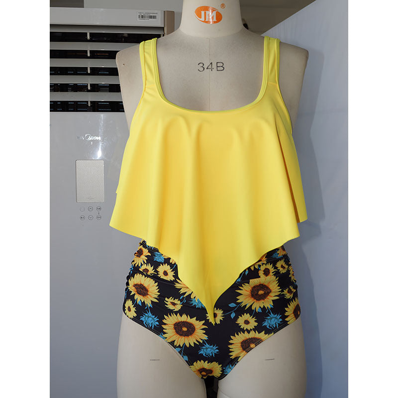 Damen Badeanzug mit asymmetrischem Volant EB