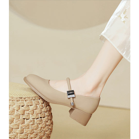 Damen elegante Mary Janes mit modernem Blockabsatz EB