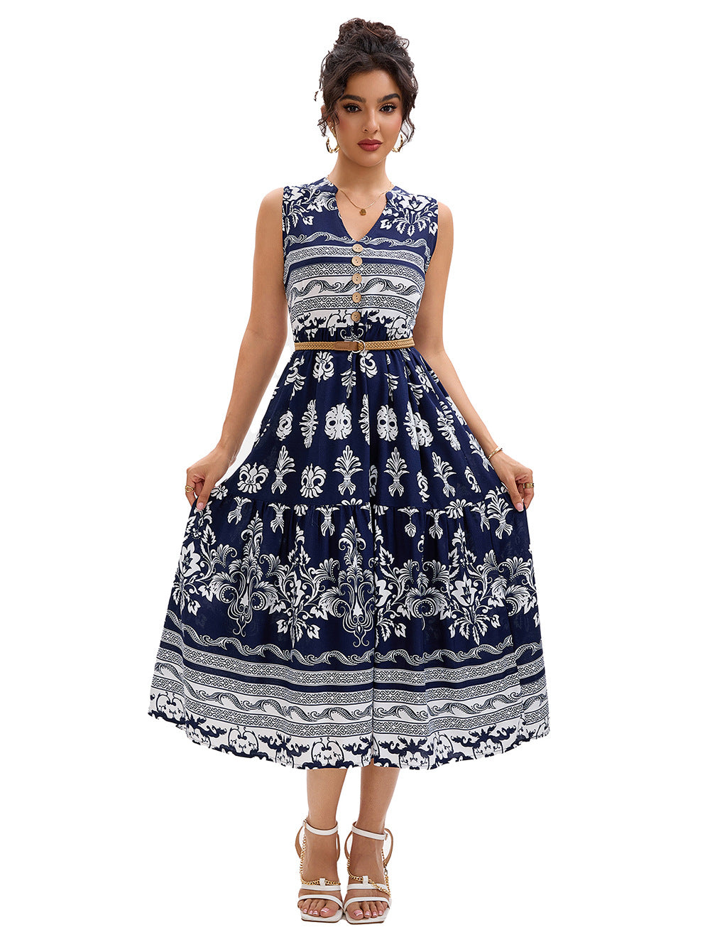 Damen Midikleid mit floralen Mustern EB