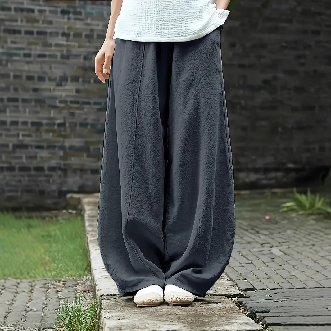 Damen Elegante Palazzo-Hose mit bequemer Passform und lockerem Schnitt EB