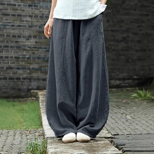 Damen Elegante Palazzo-Hose mit bequemer Passform und lockerem Schnitt EB
