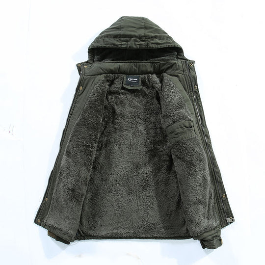 Herren Fieldparka aus robustem Canvas mit wärmender Teddyfleece‑Innenlage und Ärmeltasche EB