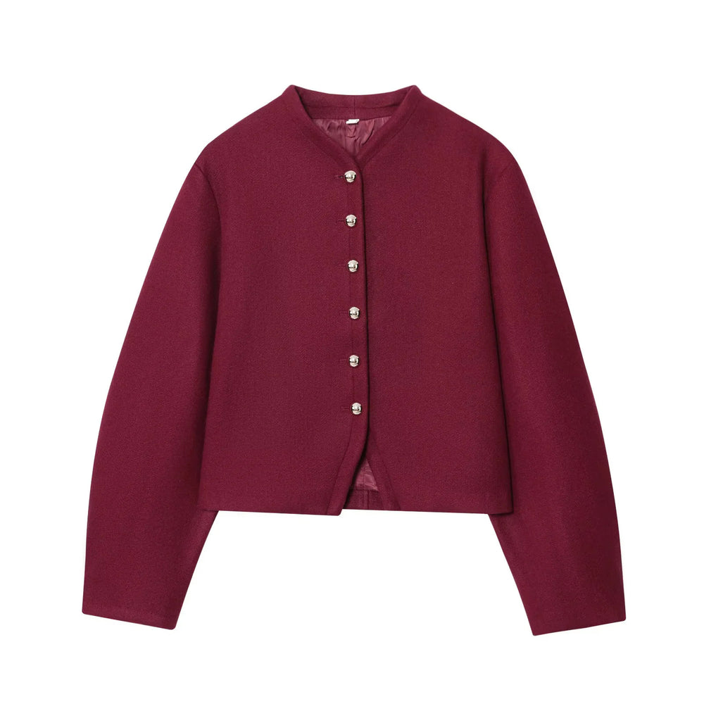 Damen elegante Strickjacke mit strukturiertem Gewebe und glänzenden Knöpfen EB