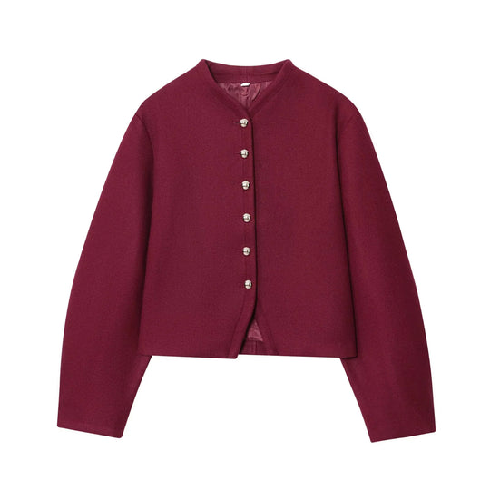 Damen elegante Strickjacke mit strukturiertem Gewebe und glänzenden Knöpfen EB