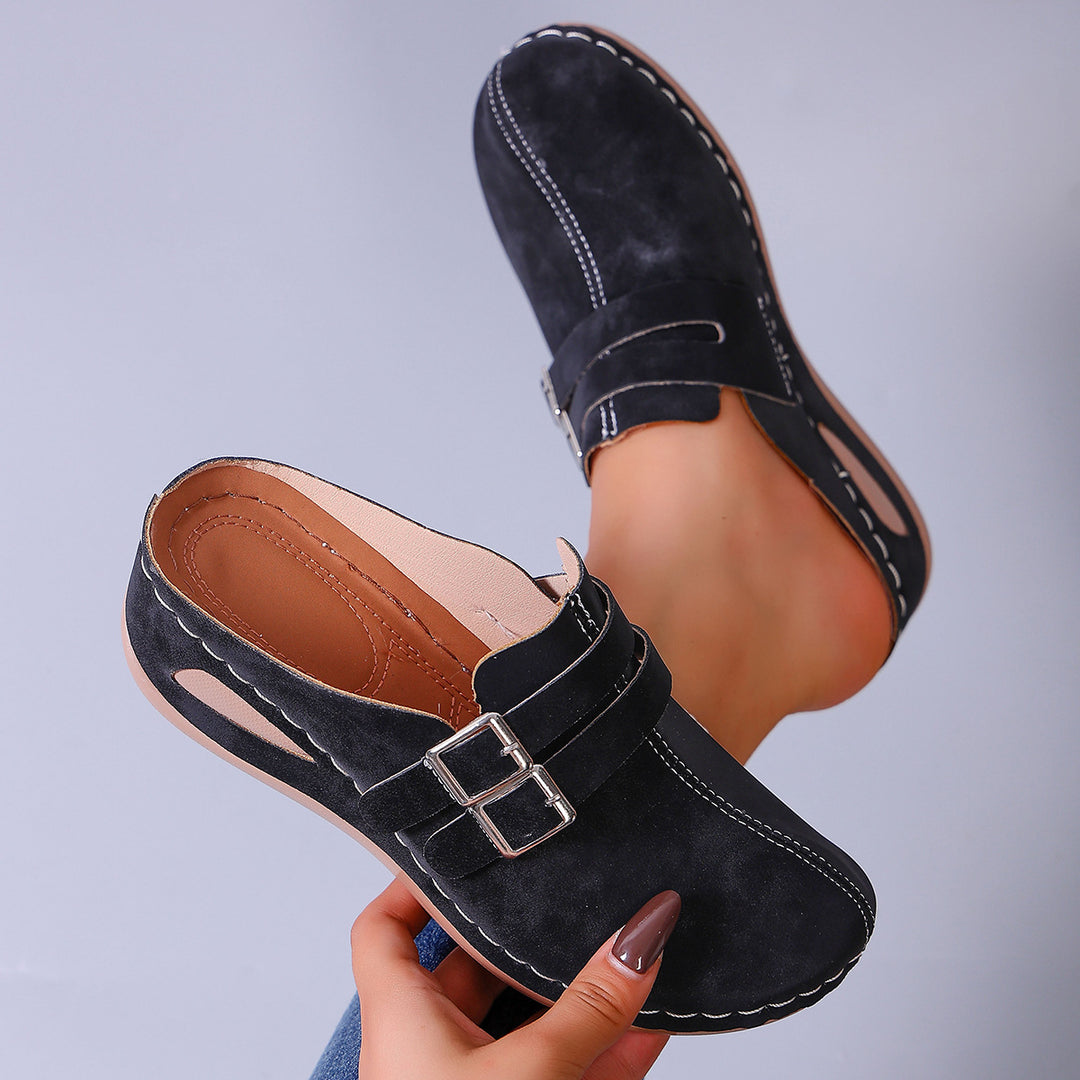 Damen Clogs mit modischem Doppelschnallen-Design und ergonomischer Fußbettung EB