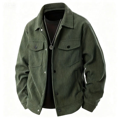Herren nan Cordjacke im klassischen Arbeiterjacken-Schnitt mit Druckknöpfen und Brusttaschen EB