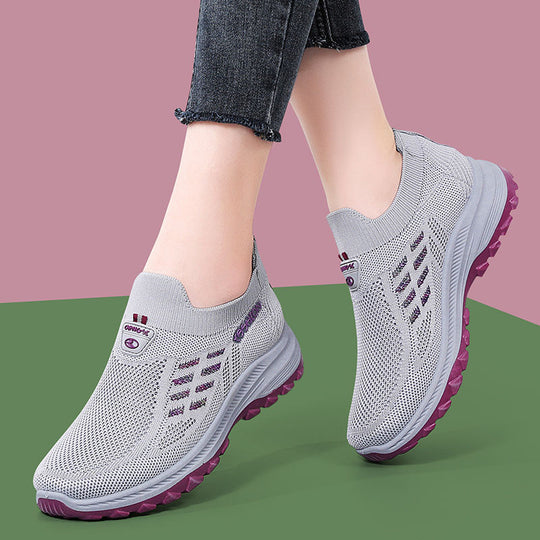 Damen Sportliche Sneaker mit elastischem Mesh-Obermaterial und dämpfender Sohle EB