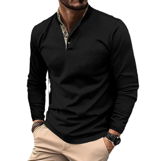 Herren Langarmhemd mit modernem Stehkragen und elegantem Design EB