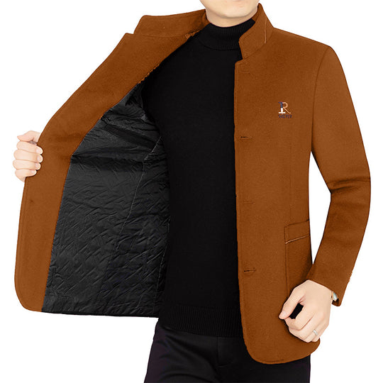 Herren Eleganter Wollmix-Kurzmantel im Mandarin-Kragen mit gesteppter Thermo-Innenfütterung EB