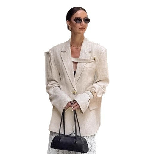 Damen Eleganter Oversized Blazer mit einzigartigem Detail EB