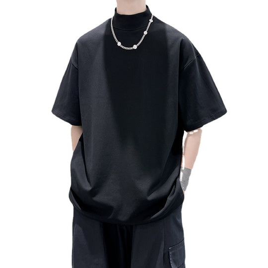 Herren nan oversized Rollkragen-T-Shirt mit halblangen Ärmeln und lässiger Boxy-Passform EB