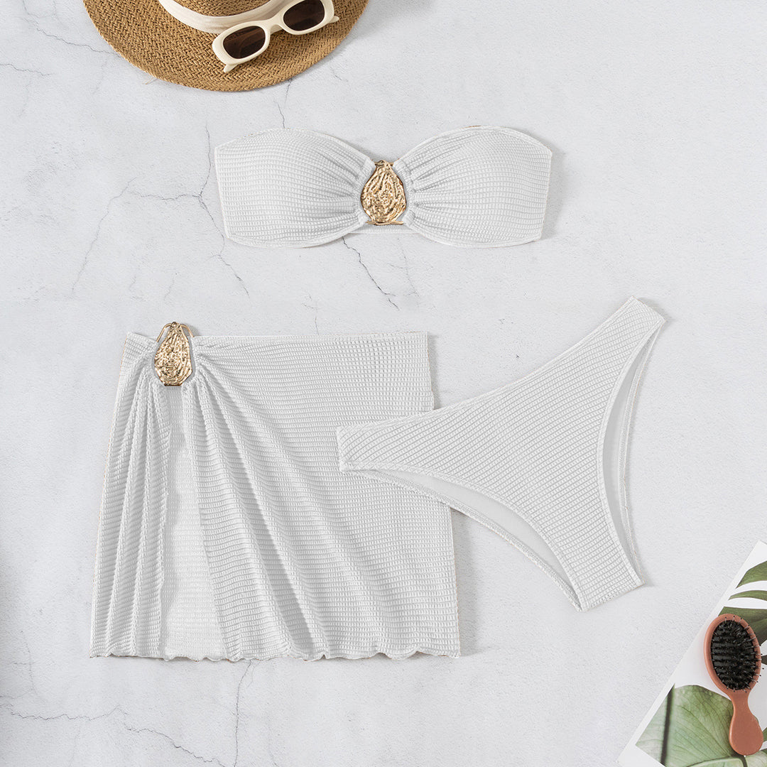 Damen Bandeau-Bikini-Set mit elegantem Drapierungsdetail EB