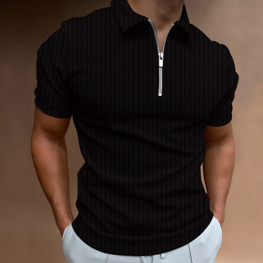 Herren Kurzarm Polo-Hemd mit Reißverschluss und strukturiertem Design EB